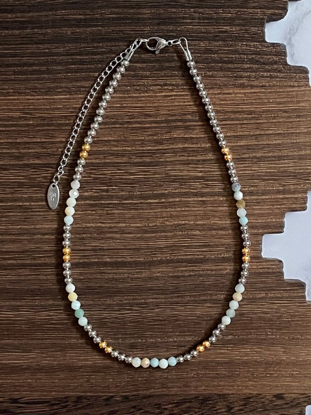 Handmade Coastal Horizon Western Pearl Choker Necklace 14 inch